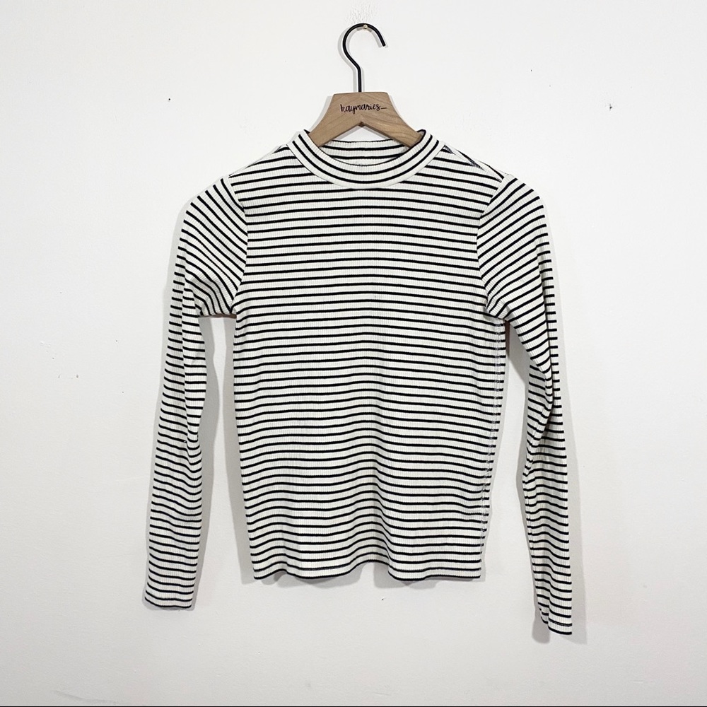 H&M Striped High Neck Long Sleeve Top Size S - Picture 1 of 4